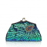 Sequined Evening Tote Green Beaded Bag