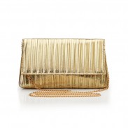 Gold Pleated Flap Clutch