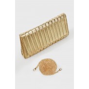 Gold Pleated Flap Clutch