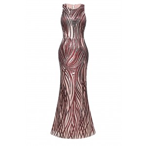 Women's wine red evening dress