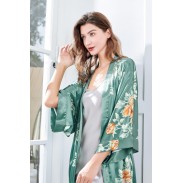 Floral Kimono Robe Satin Silk Wedding Robe