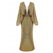 Long gold sequined dress