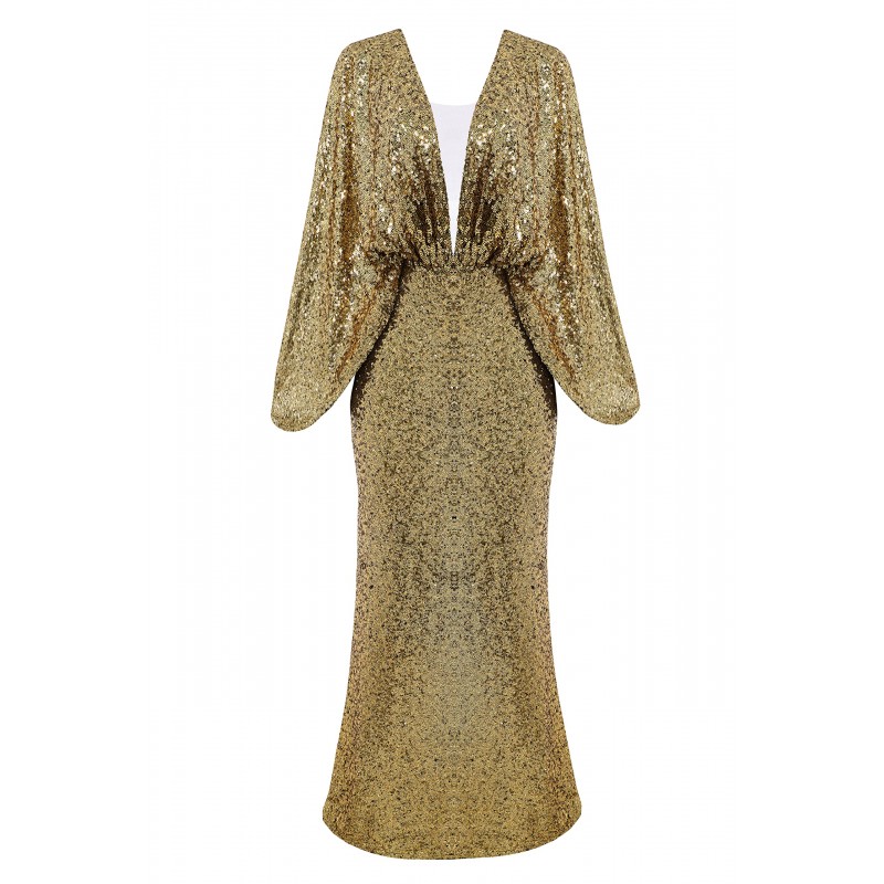 Long gold sequined dress