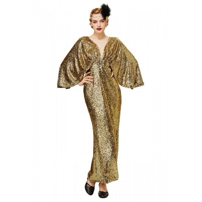 Long gold sequined dress