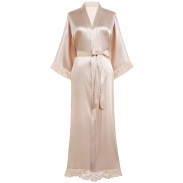 Lightweight bathrobe with lace trim