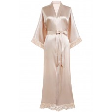 Lightweight bathrobe with lace trim