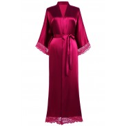 Lightweight bathrobe with lace trim