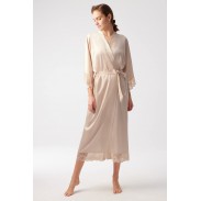 Lightweight bathrobe with lace trim