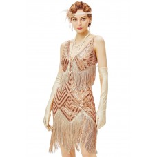 Women's 1920s Style Rose Gold Dress