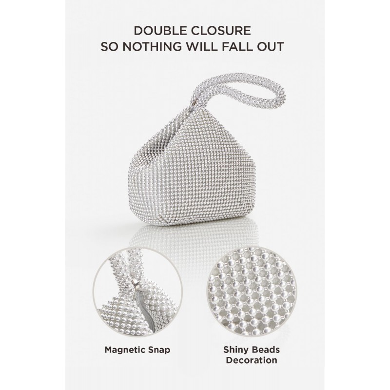 Pochette à perles argentées pour femmes