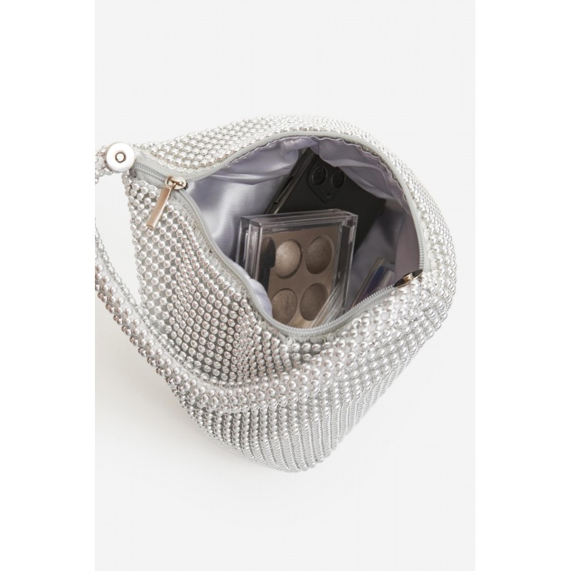 Pochette à perles argentées pour femmes