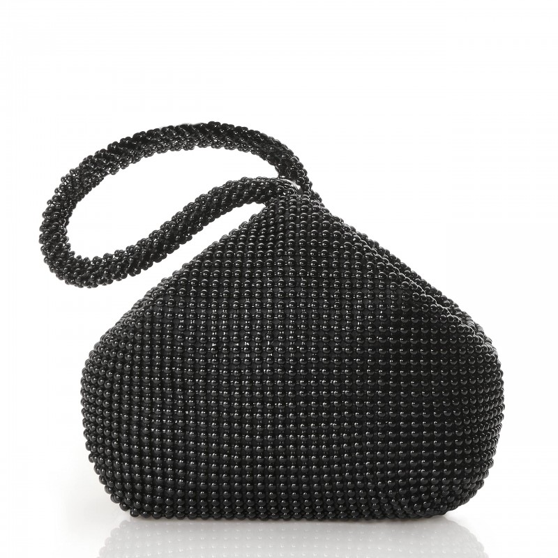 Women's Black Beaded Clutch