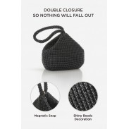 Women's Black Beaded Clutch