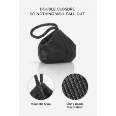 Women's Black Beaded Clutch