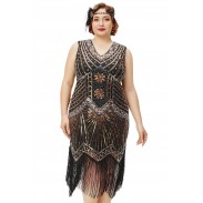 Women's Plus Size Sheer Gold Dress