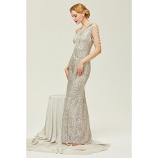 Women's Silver Sequin Ball Gown